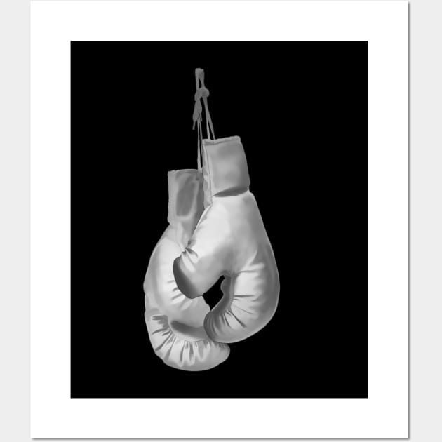 Boxing Gloves black and white boxing sport Wall Art by LittleBean